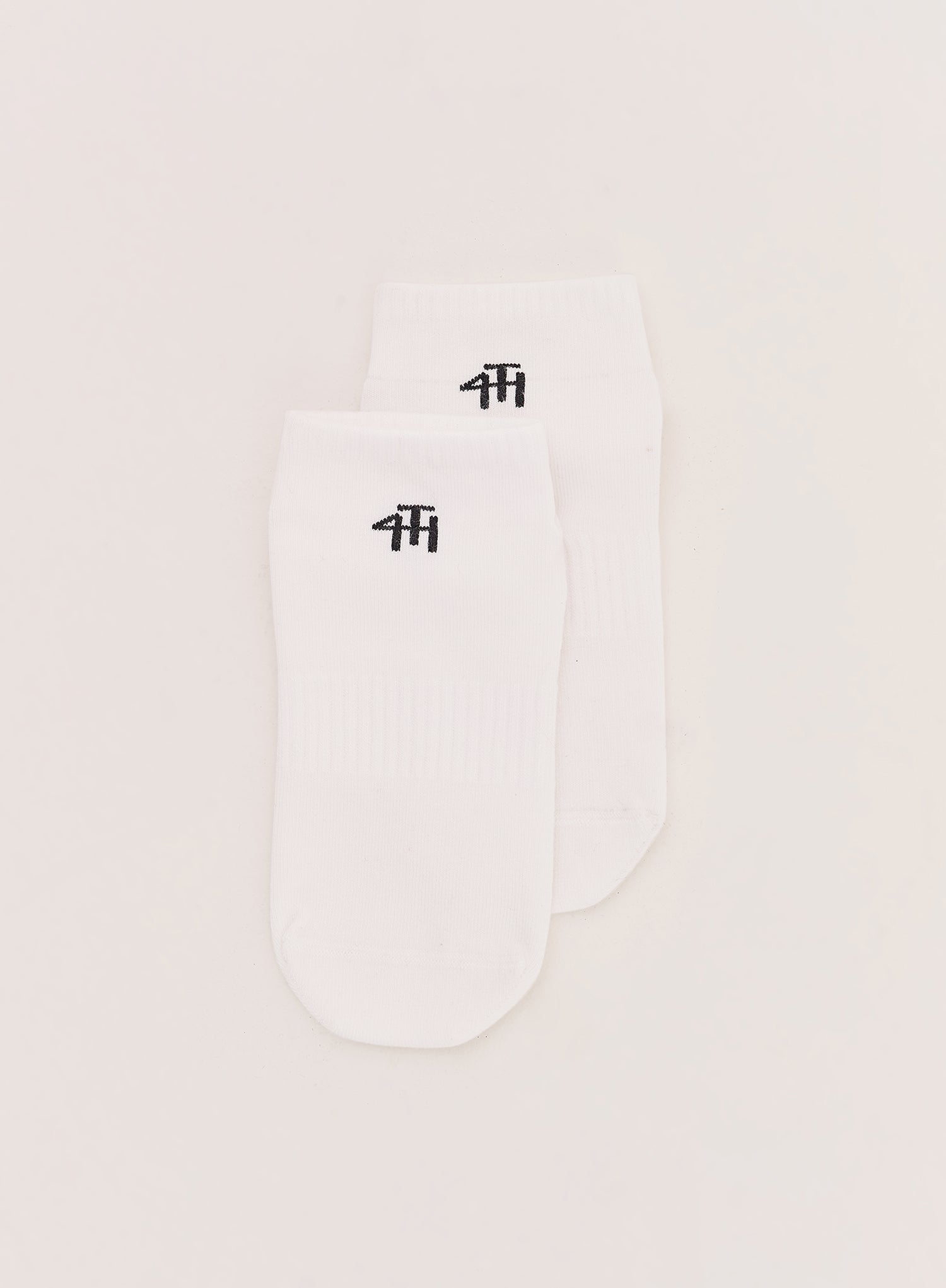 White Branded Pilates Grip Ankle Socks